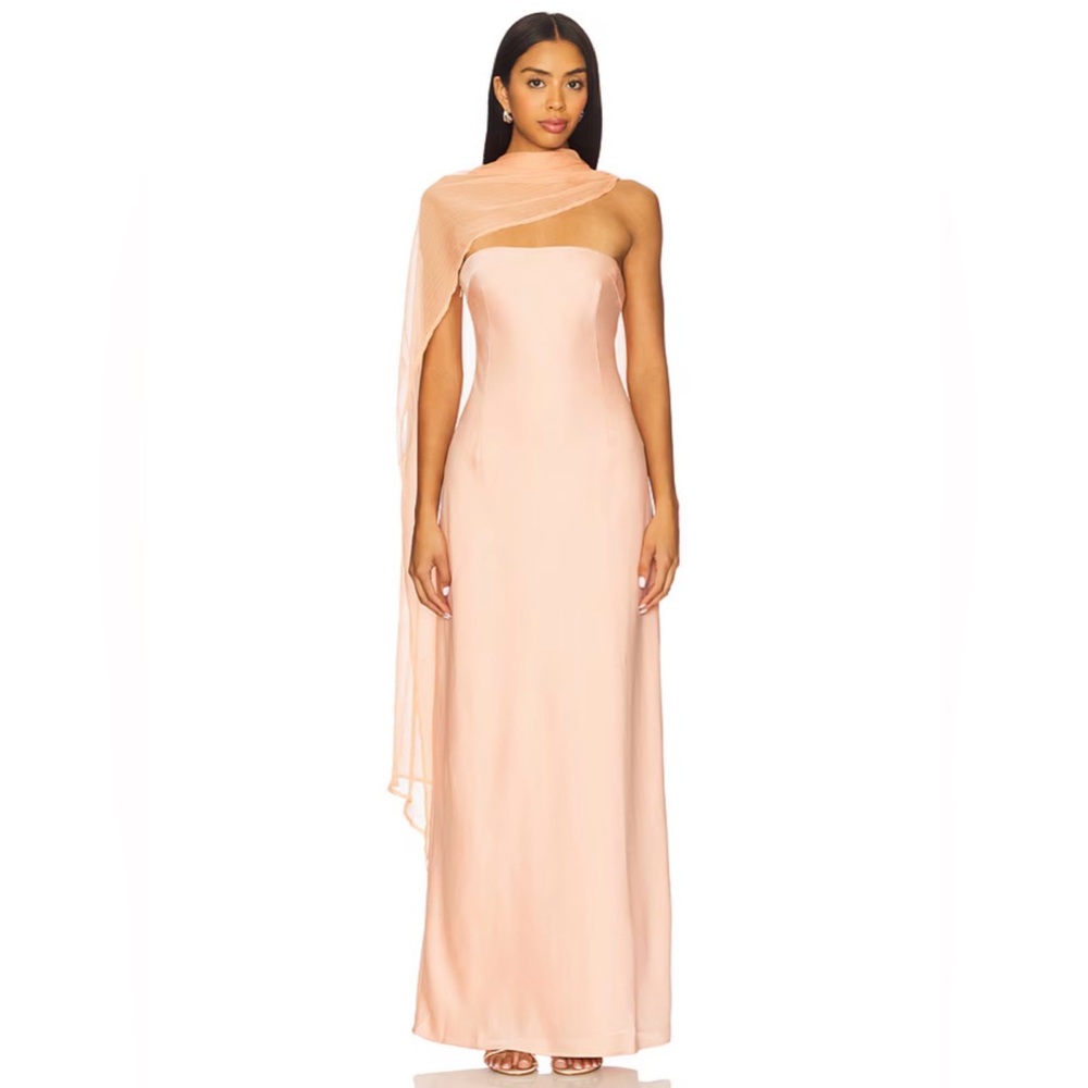 Yellow the Label - Vitoria Cape Dress in Peach